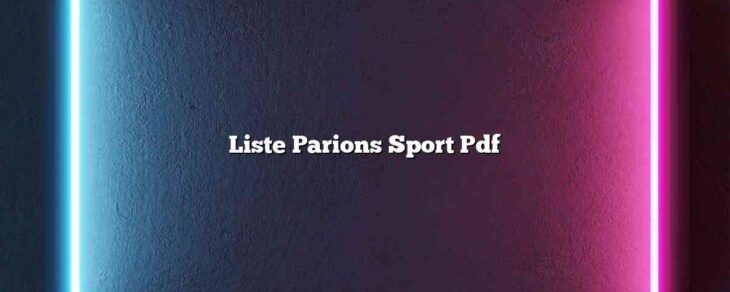 Liste Parions Sport Pdf