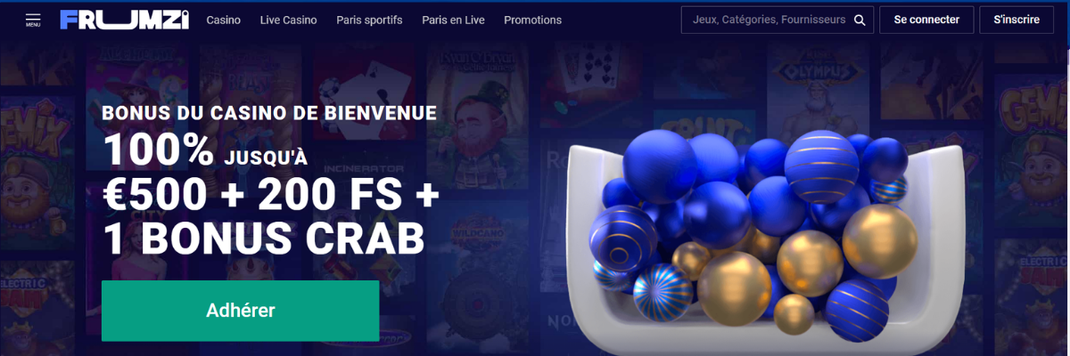 Frumzi casino page d'accueil